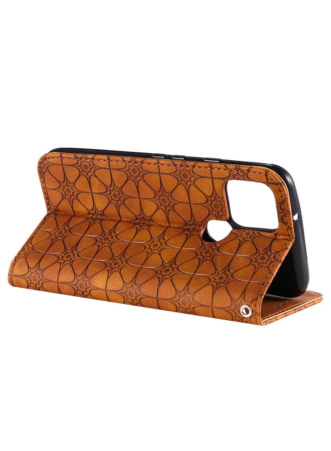 زبون جراب لهاتف Google Pixel 5 من الجلد بنقش زهور محظوظة مع حامل وفتحات للبطاقات. - Image 5