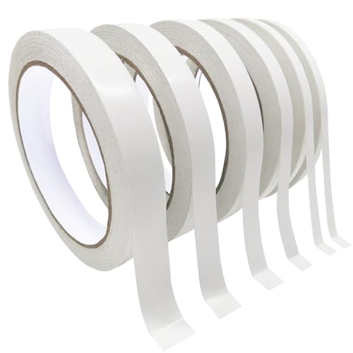 SmaringWing Double Sided Tape for Crafts 6 Rolls MultiSize DoubleSided Adhesive Tape for Arts Photography Gift Box Scrapbooking Card Making Paper Backing