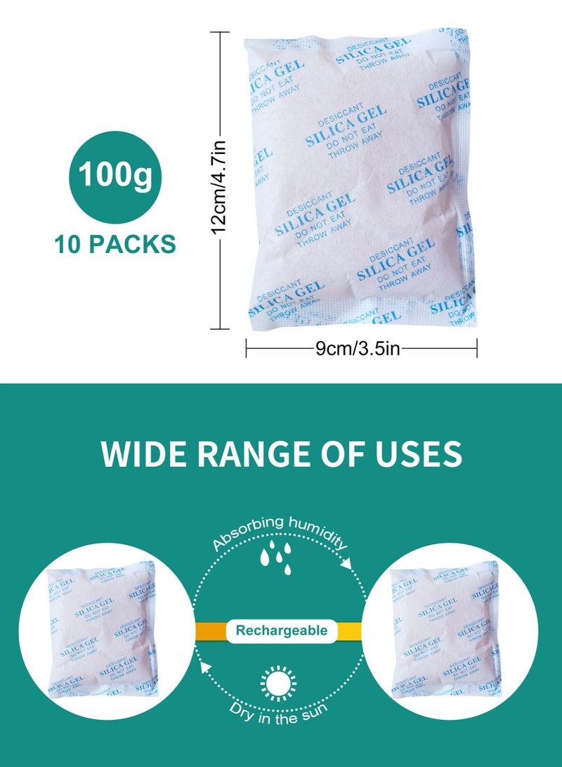 HomarKet Moisture Absorbers 10 Packs 100 Gram Silica Gel Packs Desiccant Dehumidifier Packs Premium Desiccant Packets for Storage Color Indicating Silica Gel for Spices Jewelry Shoes and Electronic0 - Image 4
