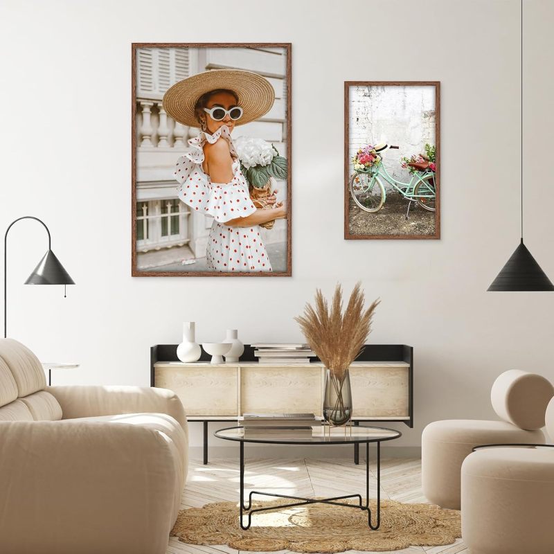 14x18 Picture Frame Light Walnut Color Retro Wood Grain - Single Pack Wall Gallery Frame for Home Wall Decor - Image 2