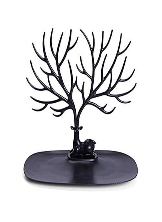 SMARAN Deer Tree Jewelry Display Holder | Tree-Shaped Accessories Organizer Stand | Decorative Key & Jewelry Holder for Rings, Earrings, Bracelets & More (Black) - Image 4