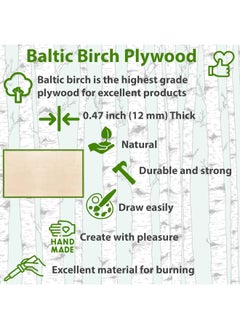 Generic Baltic Birch Plywood Rectangular 4 х 8 inch Craft Wood Sheets 0.47in Thick Wood Rectangulars of 5 Natural Wood Board Wood for Crafts Wood Burning Painting Laser Crafting Hobby DIY Projects  - Image 5