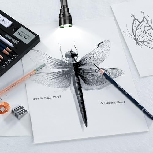 KALOUR 25-Piece Professional Sketch Pencil Set with Matte and Regular Pencils - Includes Vinyl Eraser, Kneaded Eraser, Sharpener, Pencil Extender and Blending Stump - Ideal for Artists and Beginners - Image 5