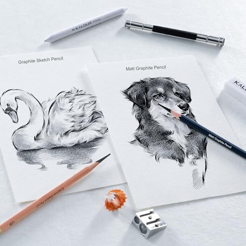 KALOUR 25-Piece Professional Sketch Pencil Set with Matte and Regular Pencils - Includes Vinyl Eraser, Kneaded Eraser, Sharpener, Pencil Extender and Blending Stump - Ideal for Artists and Beginners - Image 2