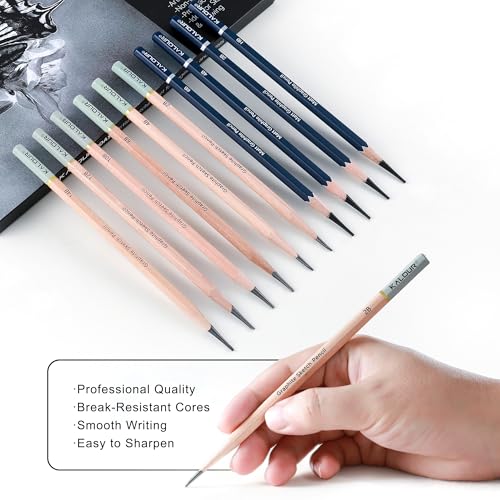 KALOUR 25-Piece Professional Sketch Pencil Set with Matte and Regular Pencils - Includes Vinyl Eraser, Kneaded Eraser, Sharpener, Pencil Extender and Blending Stump - Ideal for Artists and Beginners - Image 3
