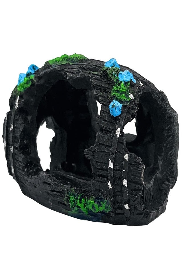 NGeGe 1pcs Aquarium Decorations--Resin Broken Barrel Fish Tank Ornament, Fish Tank Decorations for Fish Cave Hide Hut(Black) - Image 1