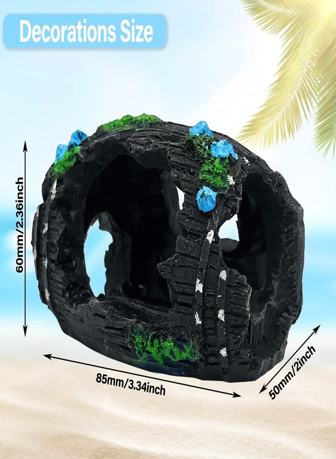 NGeGe 1pcs Aquarium Decorations--Resin Broken Barrel Fish Tank Ornament, Fish Tank Decorations for Fish Cave Hide Hut(Black) - Image 3
