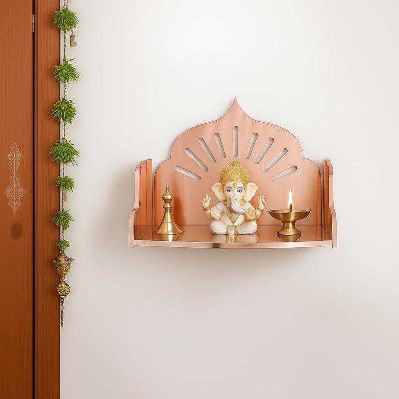 Fliptic معبد أكريليك خشبي صغير DIY || معبد بويا مثبت على الحائط، تشطيب لامع للمنزل، المكتب، المتجر || معبد خشبي صغير مثبت على الحائط || اصنعه بنفسك (وردي ذهبي) - Image 2