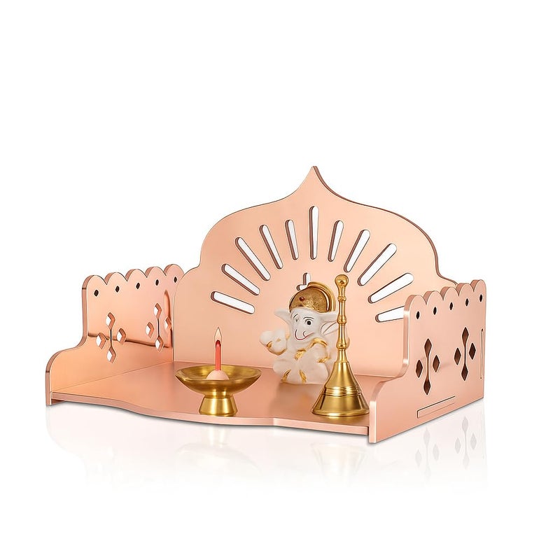 Fliptic معبد أكريليك خشبي صغير DIY || معبد بويا مثبت على الحائط، تشطيب لامع للمنزل، المكتب، المتجر || معبد خشبي صغير مثبت على الحائط || اصنعه بنفسك (وردي ذهبي) - Image 1