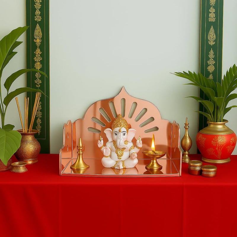 Fliptic معبد أكريليك خشبي صغير DIY || معبد بويا مثبت على الحائط، تشطيب لامع للمنزل، المكتب، المتجر || معبد خشبي صغير مثبت على الحائط || اصنعه بنفسك (وردي ذهبي) - Image 4