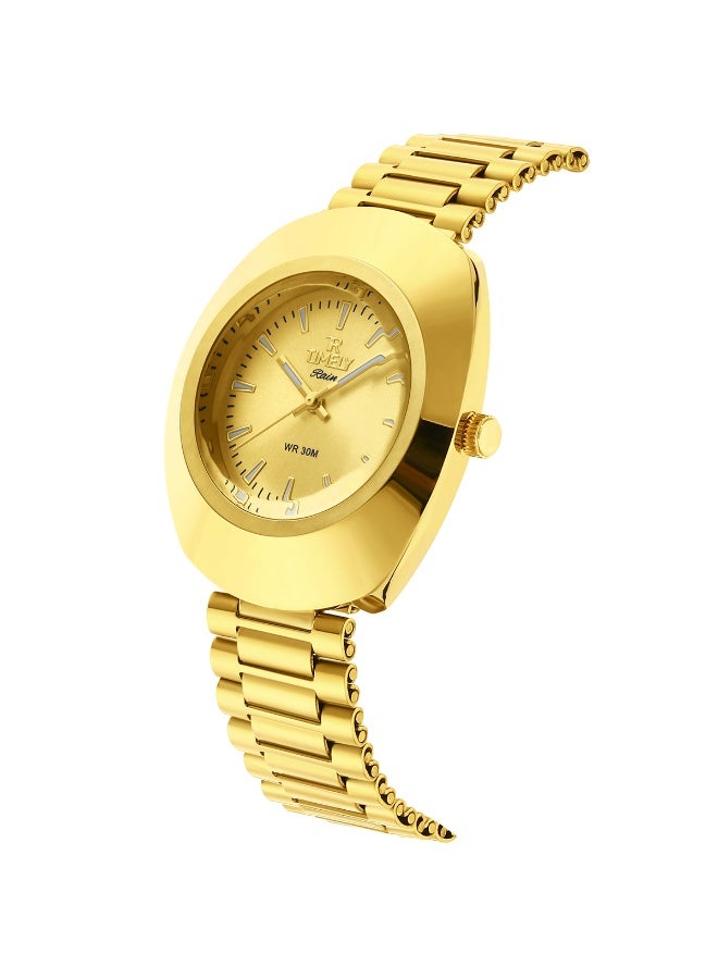 tr أمطار في الوقت المناسب ساعة يد كلاسيكية للرجال كوارتز بمينا ذهبي من الفولاذ المقاوم للصدأ - Image 2