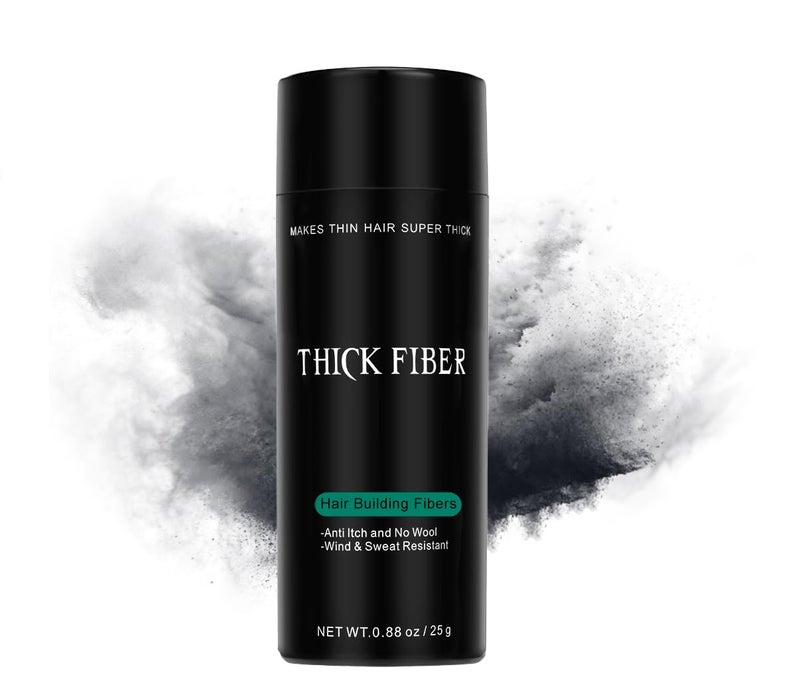 THICK FIBER Hair Fibers for Thinning Hair  Bald spots BLACK  25g Bottle  Conceals Hair Loss in Seconds  Hair Powder for Women  Men