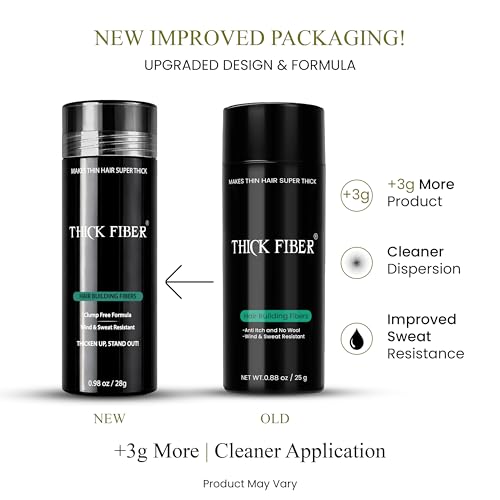 THICK FIBER Hair Fibers Hair Powder for Thinning Hair 28g Bottle Makes Thin Hair Look Thicker in Seconds Hair Loss Concealer For Women Men Black - Image 3