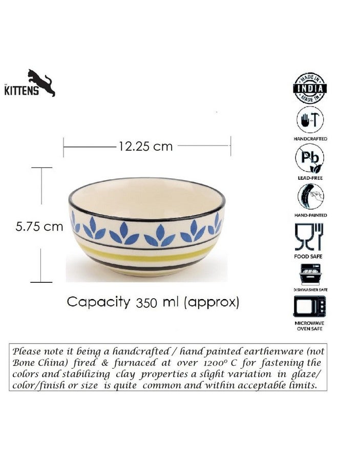 KITTENS Ceramic Soup Bowls with Spoons - Set of 2, 350 ml Each, Multicolour Leaf-Stripe Pattern | Microwave & Dishwasher Safe | Food Grade | Salad, Snacks, Ramen, Fruits, Mixing Bowl - Image 5