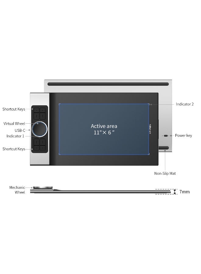 XP-PEN Deco Pro MW Bluetooth Drawing Tablets 11 Inches Wireless Drawing Tablets 8 Customizable ExpressKeys Art Tablet with 2 Dial Wheels Pen Tablet for Drawing, Painting and Remote Learning - Image 4