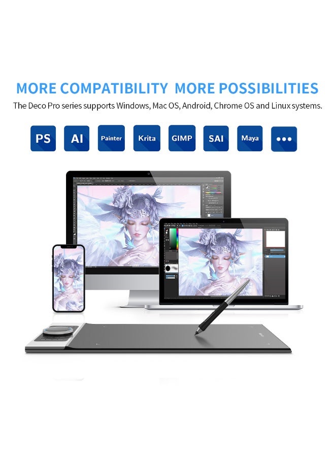 XP-PEN Deco Pro MW Bluetooth Drawing Tablets 11 Inches Wireless Drawing Tablets 8 Customizable ExpressKeys Art Tablet with 2 Dial Wheels Pen Tablet for Drawing, Painting and Remote Learning - Image 5