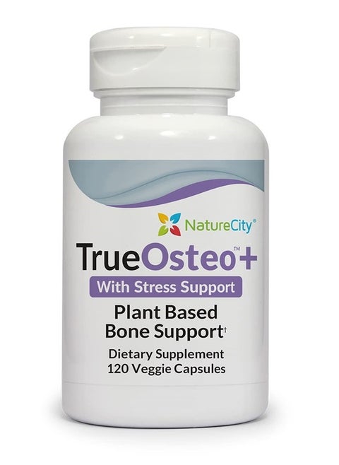 True-Osteo+ Plant Calcium Bone Support Supplement w AlgaeCal Vitamin K2 Magnesium & Ashwagandha 120 Veggie Capsules