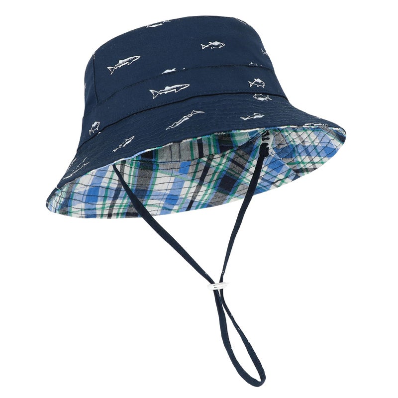 Durio Sun Hat Bucket Hats Wide Brim Summer Hat Sun Protection Beach Hat C Navy Fish 6-12 Months - Image 1
