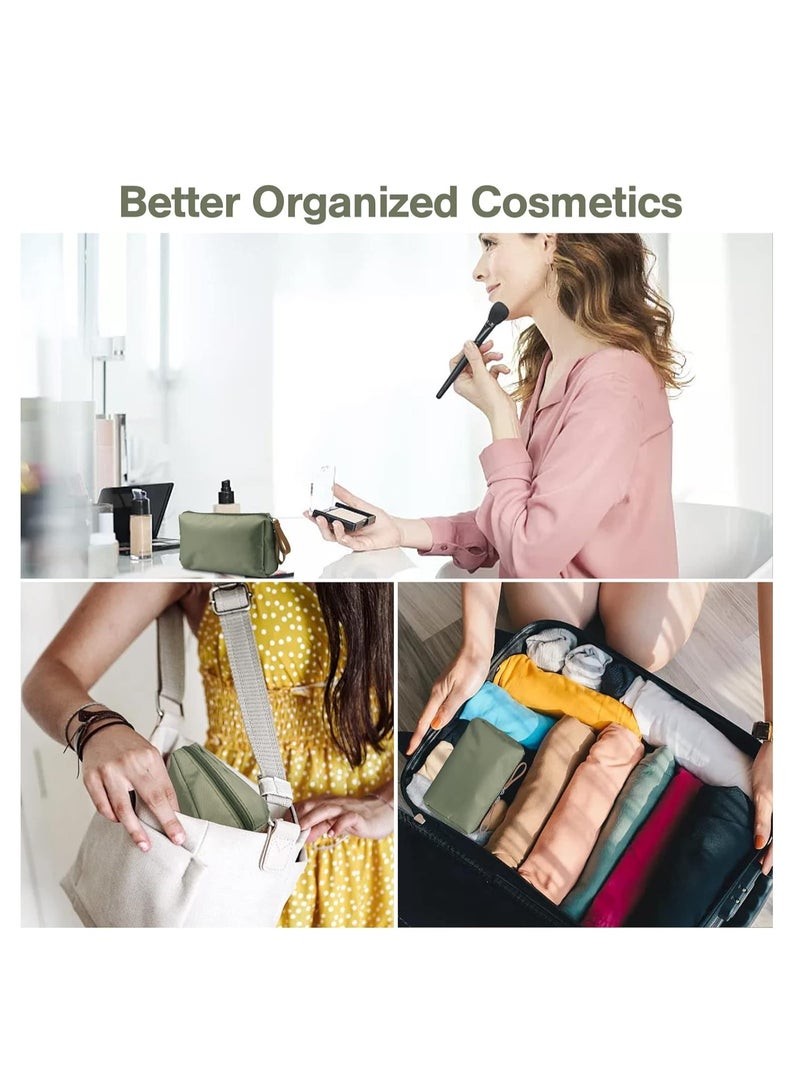 KASTWAVE Travel Makeup Bag, Portable Toiletry Bag, Small Makeup Bag, Cosmetic Bag, Multifunction Makeup Bag with Multiple Compartment, Large Capacity Cosmetic Bags for Women, Waterproof Nylon, Daily Use, Green - Image 5