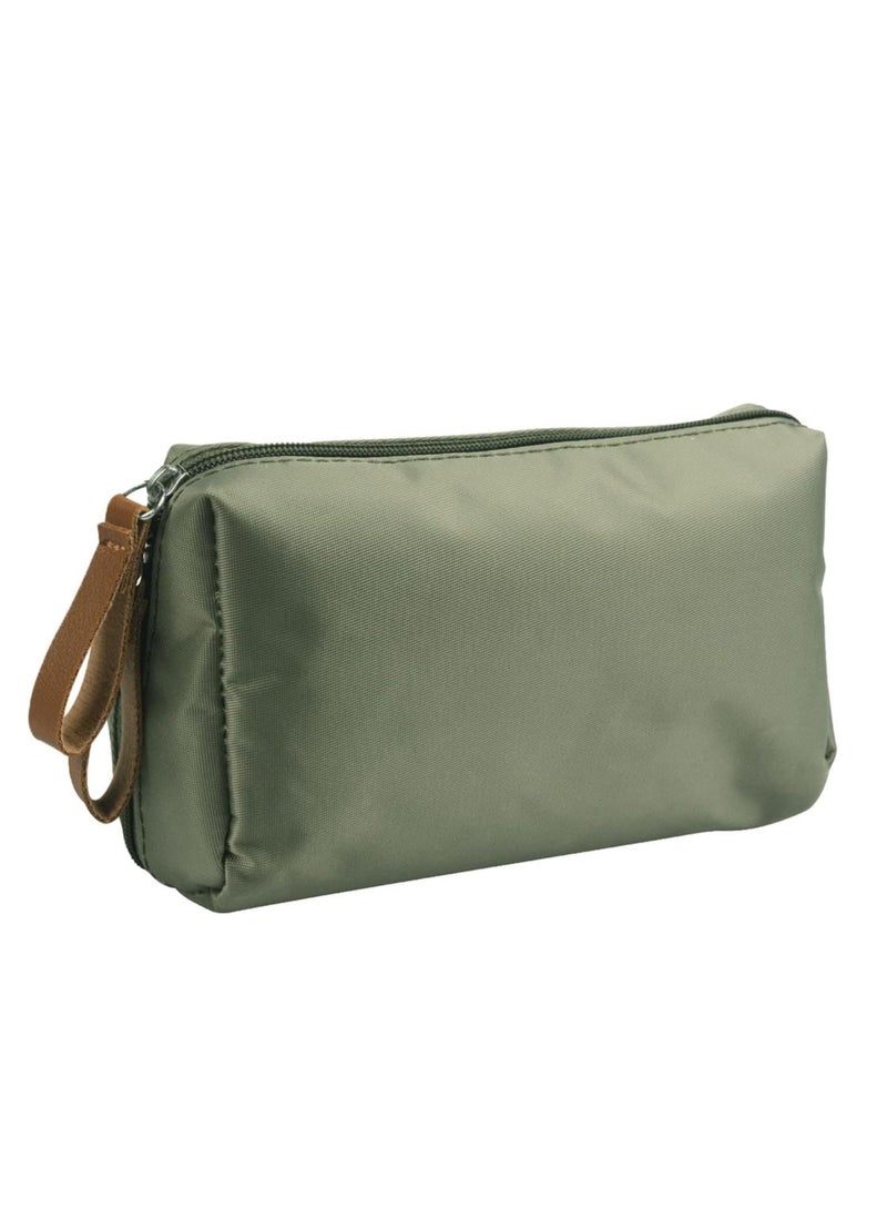 KASTWAVE Travel Makeup Bag, Portable Toiletry Bag, Small Makeup Bag, Cosmetic Bag, Multifunction Makeup Bag with Multiple Compartment, Large Capacity Cosmetic Bags for Women, Waterproof Nylon, Daily Use, Green - Image 1