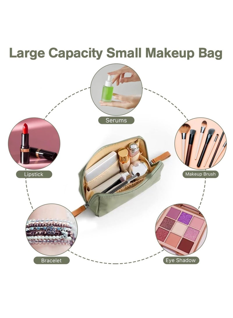 KASTWAVE Travel Makeup Bag, Portable Toiletry Bag, Small Makeup Bag, Cosmetic Bag, Multifunction Makeup Bag with Multiple Compartment, Large Capacity Cosmetic Bags for Women, Waterproof Nylon, Daily Use, Green - Image 4