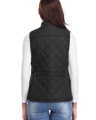 Fuinloth Women's Quilted Vest, Stand Collar Lightweight Zip Padded Gilet Black M - Image 4