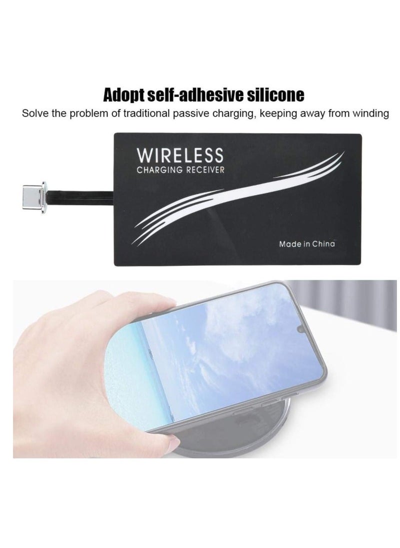 Generic - 2Pcs Type C QI Wireless Charging Receiver Ultra Thin QI Wireless Receiver, Electromagnetic Induction 1000mA Fast Charging Qi Coil Receiver for All Type C Cell Phones - Image 1
