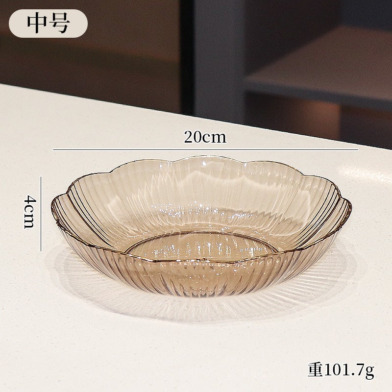 Luxury Home Living Room Snack Fruit Plate Flower Shaped PET Nut Plate Fruit Storage Plate Wholesale Special Use Plate Medium [amber gold] 