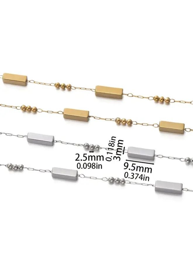 سلسلة حبات معدنية يدوية الصنع من الستانلس ستيل على شكل متوازي مستطيلات - 1 متر (39.37 بوصة) - مستلزمات صناعة المجوهرات - Image 5