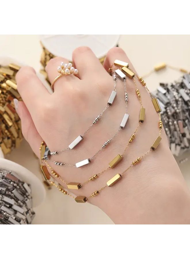 سلسلة حبات معدنية يدوية الصنع من الستانلس ستيل على شكل متوازي مستطيلات - 1 متر (39.37 بوصة) - مستلزمات صناعة المجوهرات - Image 4