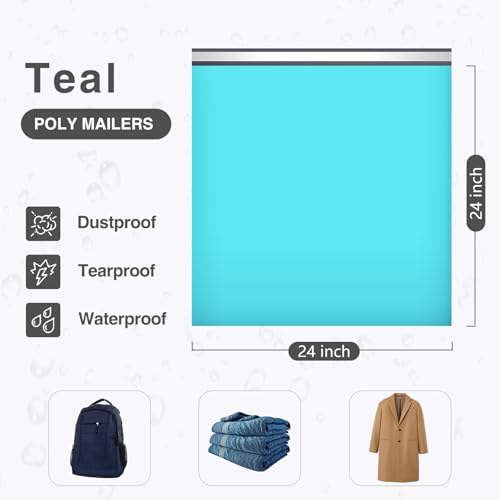 UCGOU Poly Mailers 24x24 Inch Teal 50 Pack Extra Large Shipping Bags Strong Thick Mailing Envelopes Self Seal Adhesive Waterproof and Tear Proof Boutique Postal for Clothing Quilt and More - Image 2