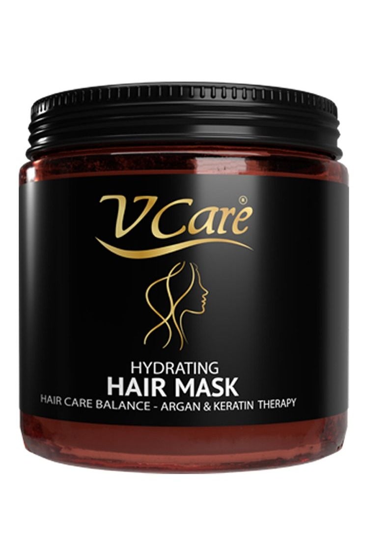 VCare - Vcare Hydrating Hair Mask - Hair Care Balance with Argan and Keratin Therapy-500ml-Moisturizing,Repairing,Deep Conditioning,Nourishment & Smoothing for All Hair Types - Image 1