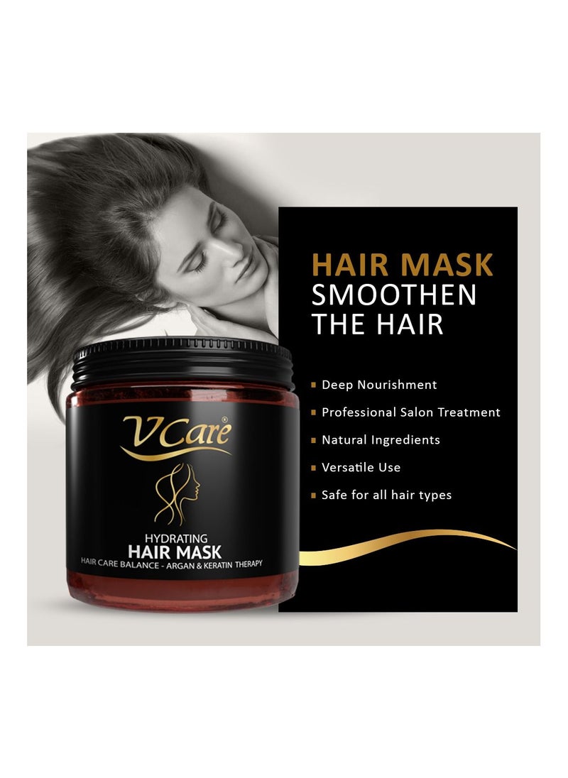 VCare - Vcare Hydrating Hair Mask - Hair Care Balance with Argan and Keratin Therapy-500ml-Moisturizing,Repairing,Deep Conditioning,Nourishment & Smoothing for All Hair Types - Image 1