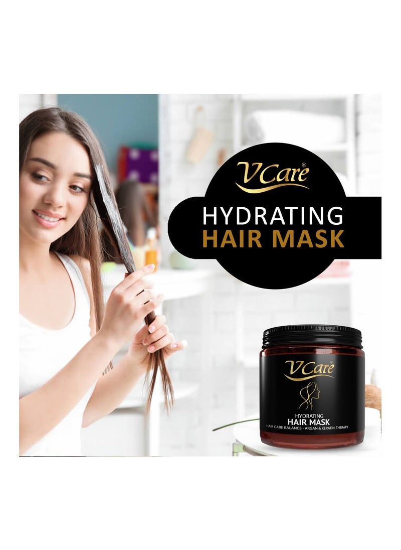 VCare - Vcare Hydrating Hair Mask - Hair Care Balance with Argan and Keratin Therapy-500ml-Moisturizing,Repairing,Deep Conditioning,Nourishment & Smoothing for All Hair Types - Image 1