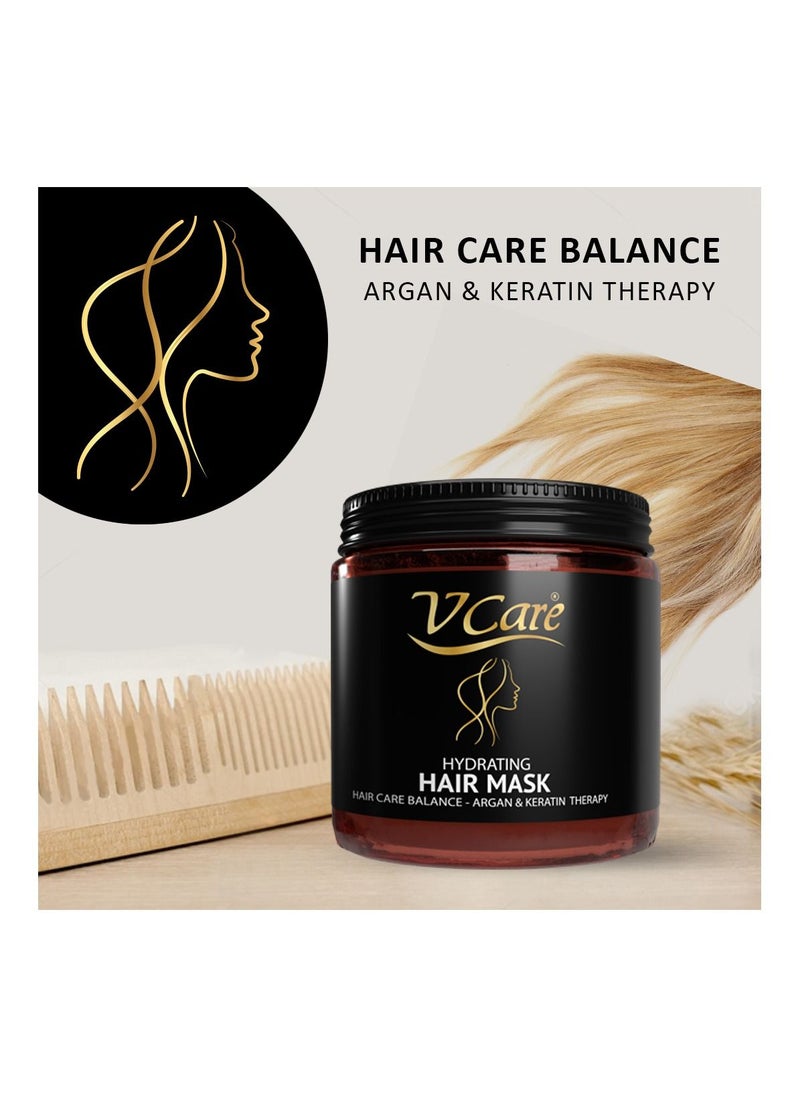 VCare - Vcare Hydrating Hair Mask - Hair Care Balance with Argan and Keratin Therapy-500ml-Moisturizing,Repairing,Deep Conditioning,Nourishment & Smoothing for All Hair Types - Image 1