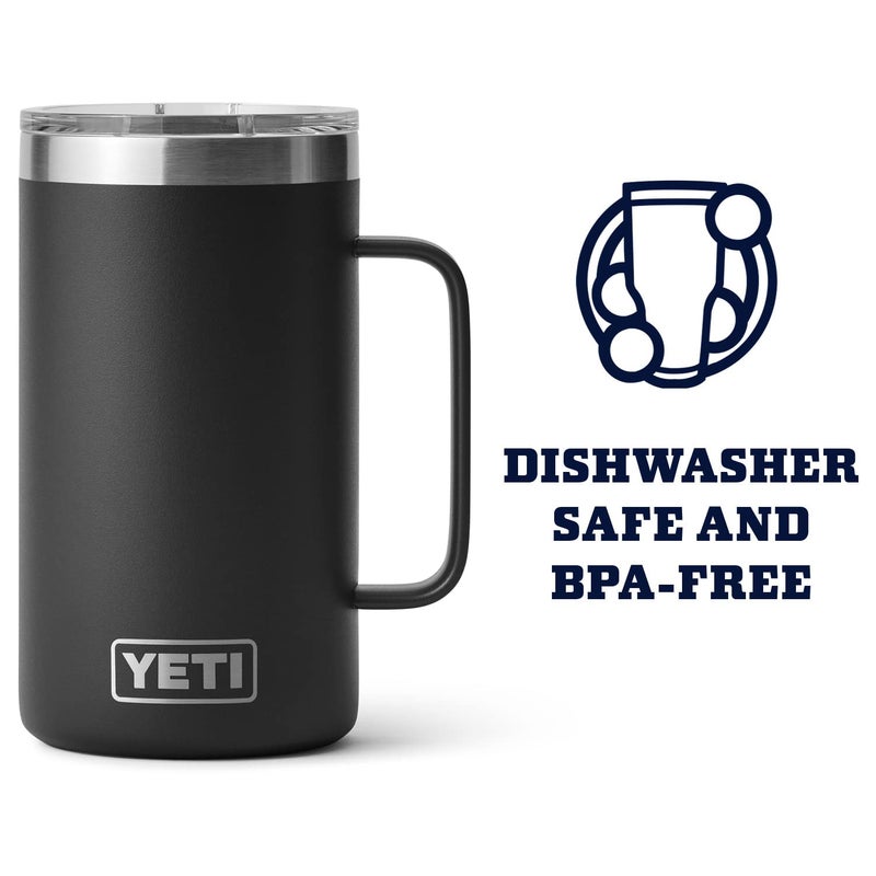 YETI Rambler 24 oz Mug, Vacuum Insulated, Stainless Steel with MagSlider Lid, Black - Image 2