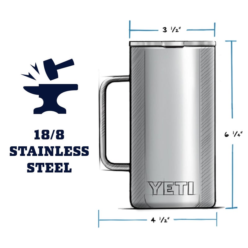 YETI Rambler 24 oz Mug, Vacuum Insulated, Stainless Steel with MagSlider Lid, Black - Image 3