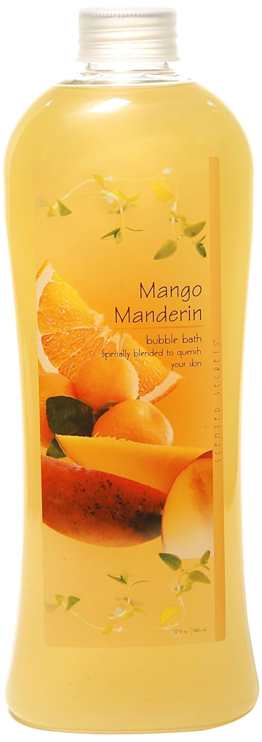 Scented Secrets Bubble Bath 32 Oz Large Bulk Bottle Luxurious Bubble Bath for Adults Kids Relaxing Moisturizing Refreshing Mango Mandarin - Image 1
