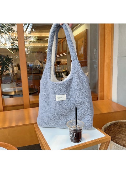 Lamb Wool Cute Plush Autumn And Winter Large Capacity Canvas Bag Female Fluffy Reversible Reversible Vest Bag