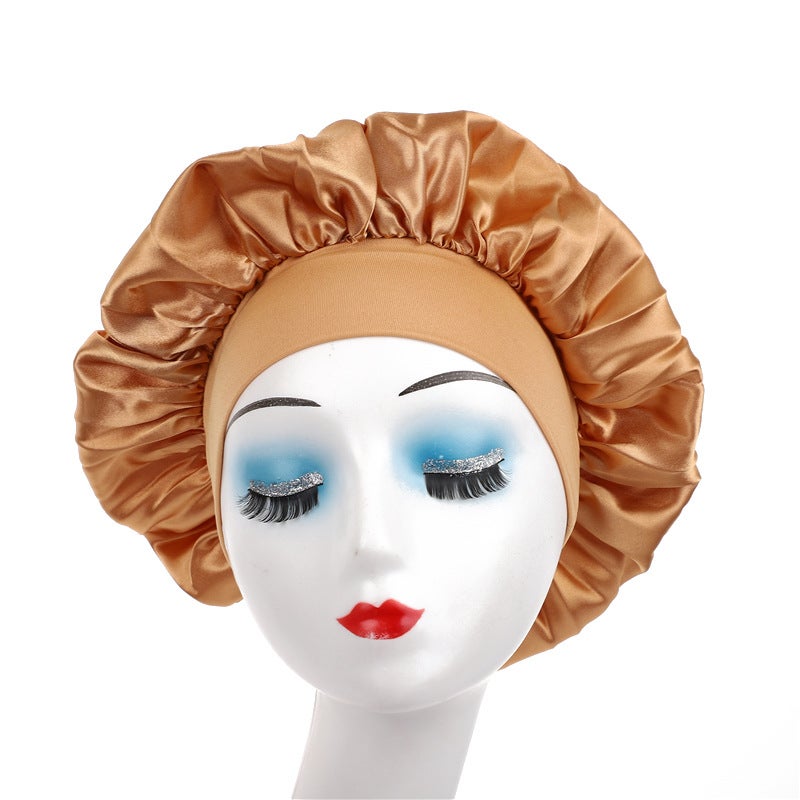 Selling Wide-Brimmed High-Elastic Satin Nightcap Beauty Hair Care Cap Breathable Cap Chemotherapy Shower Cap Turban Cap - Image 1