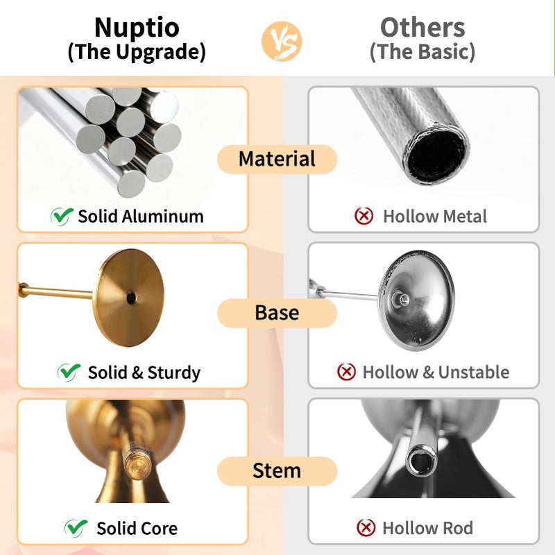 NUPTIO 2 Sets(6 Pcs) Brass Gold Metal Taper Candle Holders Candlestick Holders, Vintage Modern Decorative Centerpiece Candlestick Holders for Table Mantel Wedding Housewarming Gift - Image 4