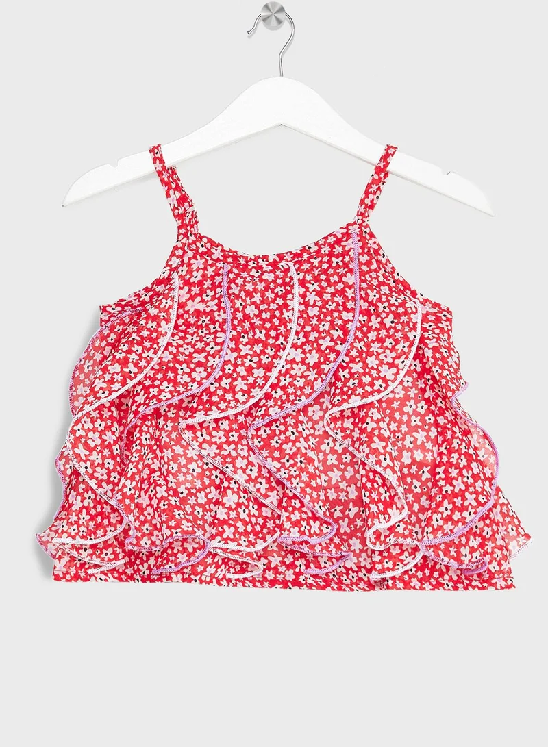 Nautinati Nauti Nati Girls Printed Ruffled Top With Shorts