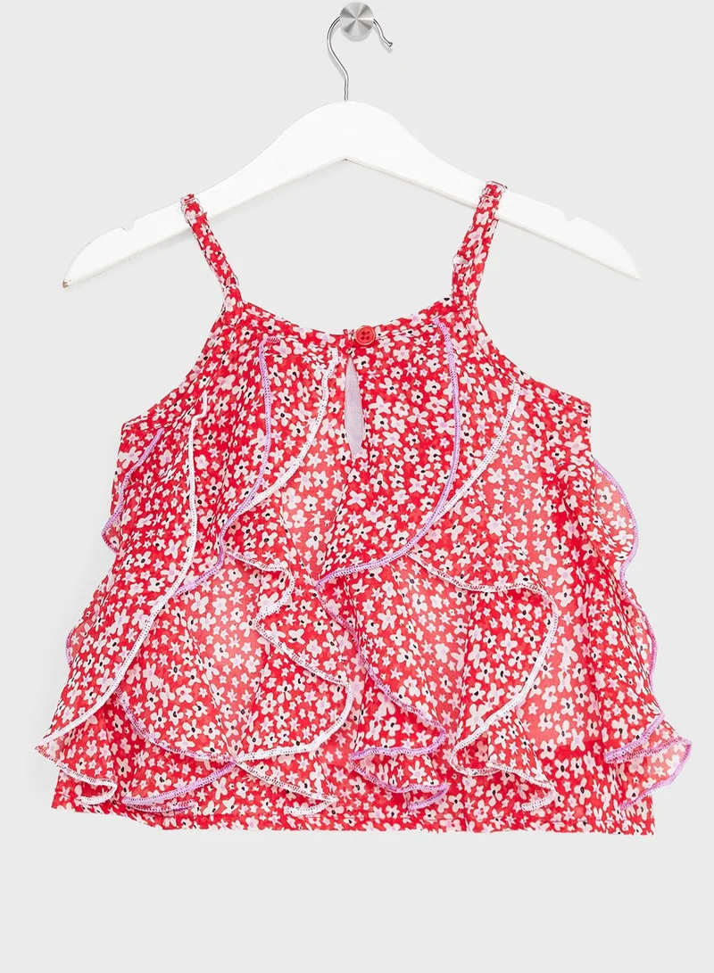 Nautinati Nauti Nati Girls Printed Ruffled Top With Shorts