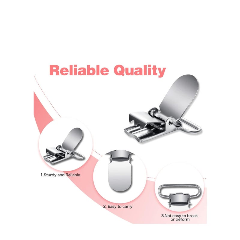 SOLARAE Metal Pacifier Suspender Clips Straps Holder Fasteners Clips Baby Pacifier Suspender Snap Heavy Duty Fasteners Clips for Making Pacifier Holders Bib Bed Sheet Fasteners Toy Clip - Image 3