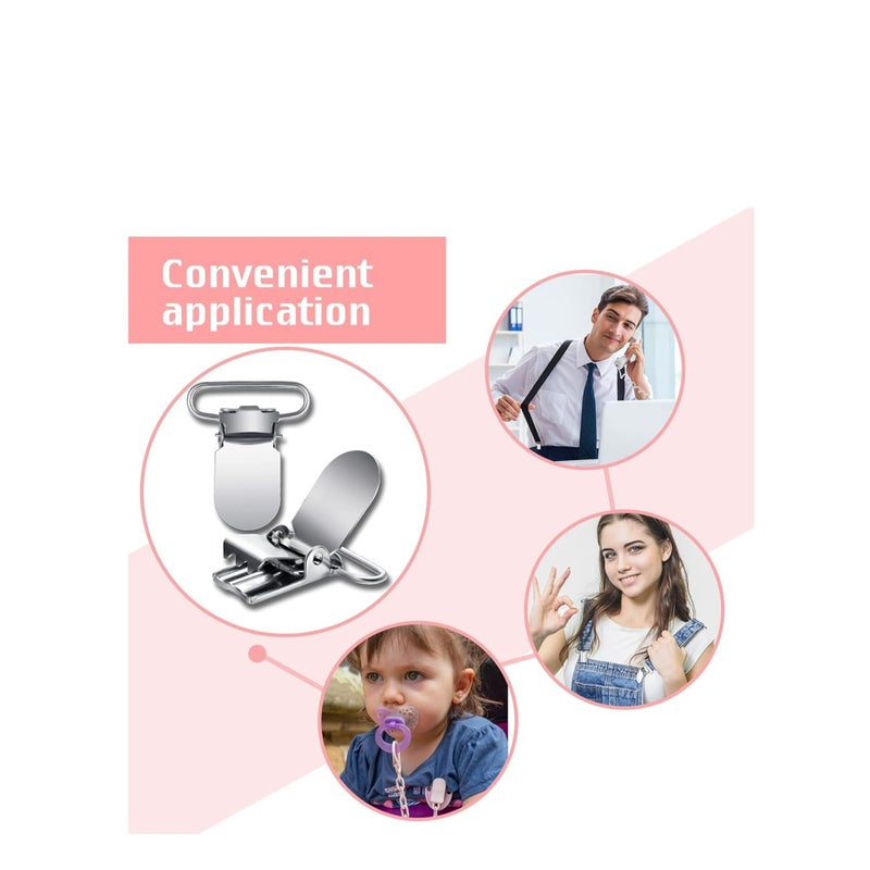 SOLARAE Metal Pacifier Suspender Clips Straps Holder Fasteners Clips Baby Pacifier Suspender Snap Heavy Duty Fasteners Clips for Making Pacifier Holders Bib Bed Sheet Fasteners Toy Clip - Image 2