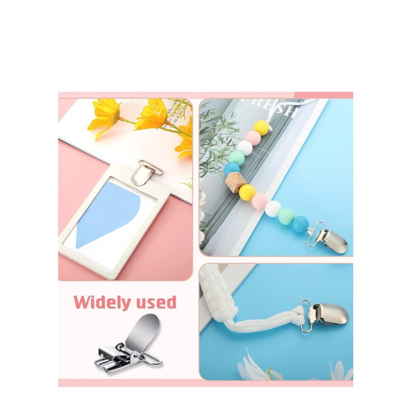 SOLARAE Metal Pacifier Suspender Clips Straps Holder Fasteners Clips Baby Pacifier Suspender Snap Heavy Duty Fasteners Clips for Making Pacifier Holders Bib Bed Sheet Fasteners Toy Clip - Image 4
