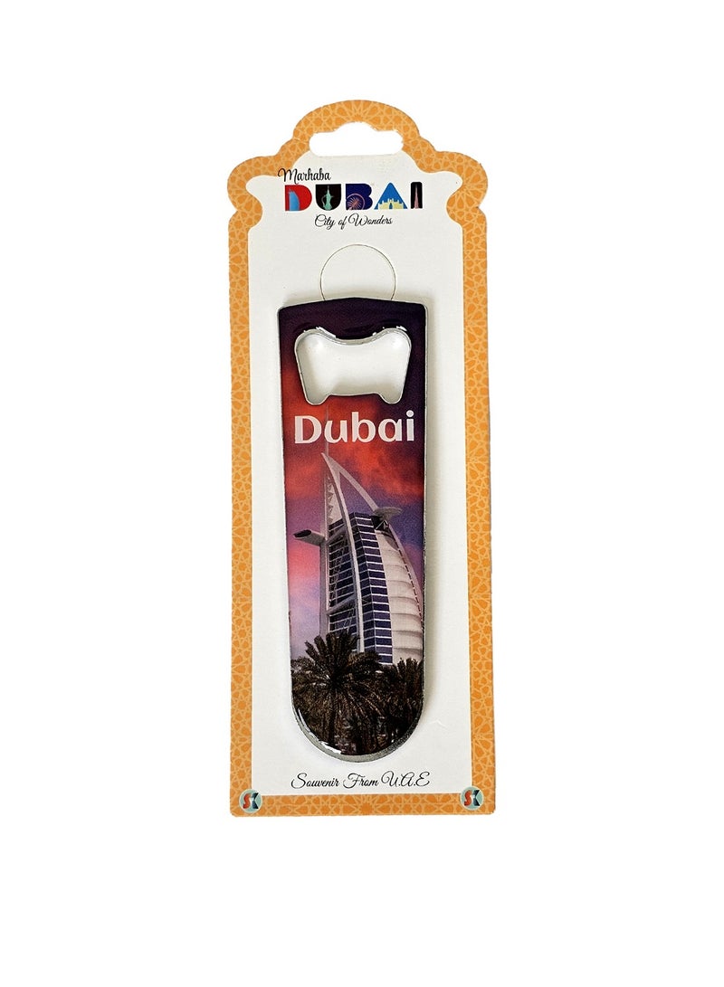 Souvenir Souq Premium Steel Dubai Skyline Fridge Magnet with bottle opener - Image 1