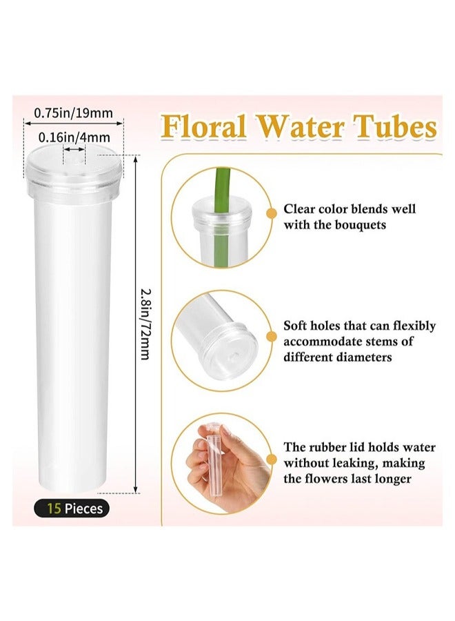 50 Pcs Single Rose Sleeve with 20 Pcs Floral Water Tubes for Bouquets, Single Flower Sleeve Flower Wrapping Bags Flower Water Tubes for Mother's Day Graduation Party(Gold edge pink) - Image 2