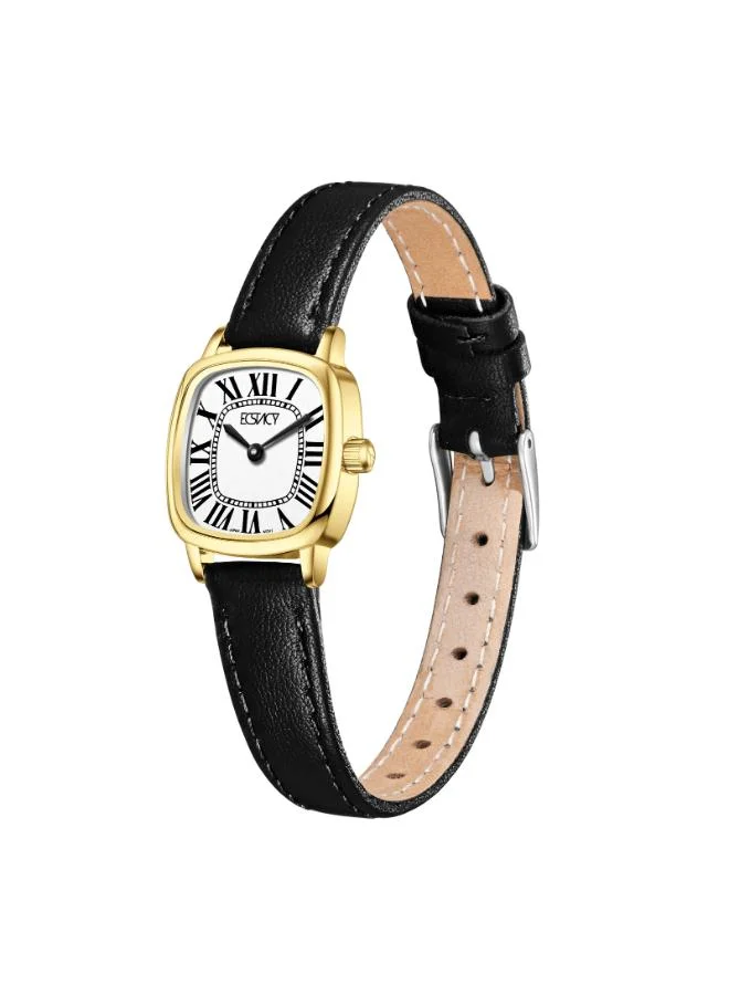 إكستاسي Women's Leather Analog Watch E25502-GLBW - 21mm mm