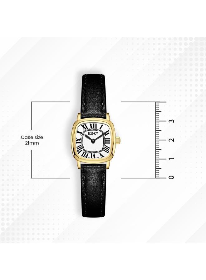 ECSTACY Women's Leather Analog Watch E25502-GLBW - 21mm mm - Image 5